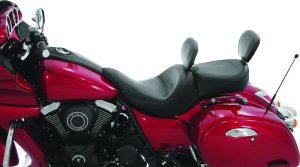 Kawasaki Vulcan 1700 Vaquero One-Piece Motorcycle Seat - Mustang Motorcycle - Driver and Passenger Backrest - Black - `11-`19